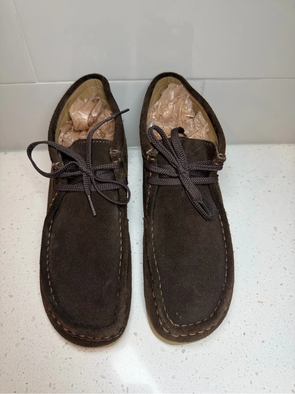Clarks Men’s Chukka Boots Dark Brown Suede Stinson shoes hi ankle men’s size 8